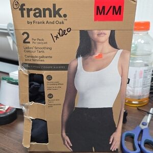 Frank & Oak Size M 2 Pack of Black Smoothing Contour Tank Tops